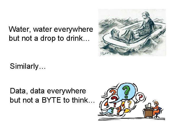 Water, water everywhere but not a drop to drink… Similarly… Data, data everywhere but