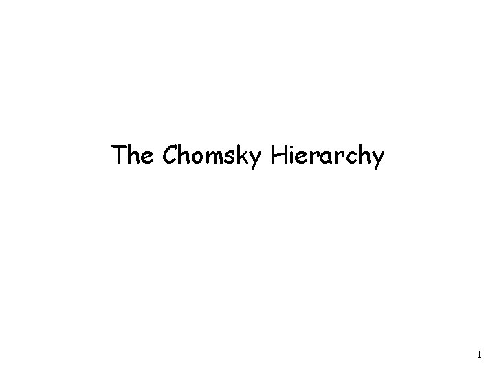 The Chomsky Hierarchy 1 