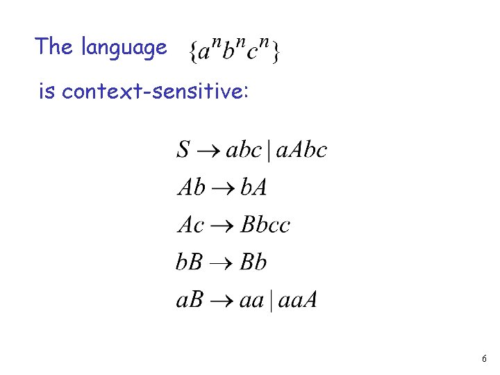 The language is context-sensitive: 6 