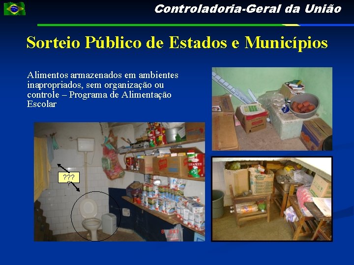 Controladoria-Geral da União Sorteio Público de Estados e Municípios Alimentos armazenados em ambientes inapropriados,