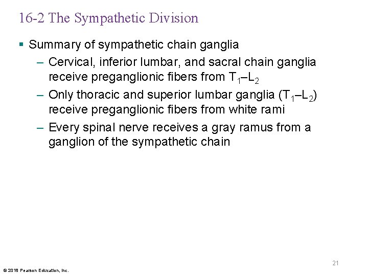 16 -2 The Sympathetic Division § Summary of sympathetic chain ganglia – Cervical, inferior