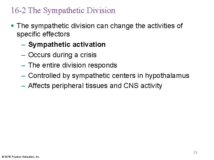 16 -2 The Sympathetic Division § The sympathetic division can change the activities of