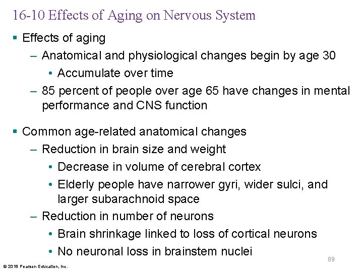 16 -10 Effects of Aging on Nervous System § Effects of aging – Anatomical