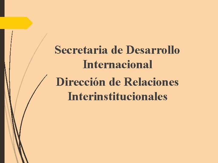 Secretaria de Desarrollo Internacional Dirección de Relaciones Interinstitucionales 