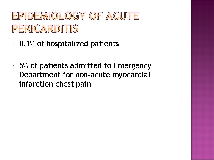  0. 1% of hospitalized patients 5% of patients admitted to Emergency Department for