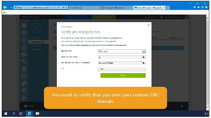 You need to verify that you own your custom DNS domain 