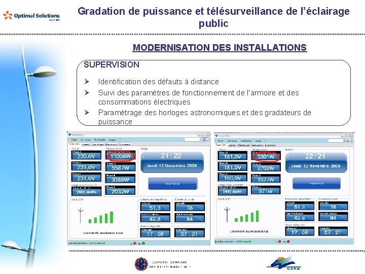 Gradation de puissance et télésurveillance de l’éclairage public MODERNISATION DES INSTALLATIONS SUPERVISION Ø Ø