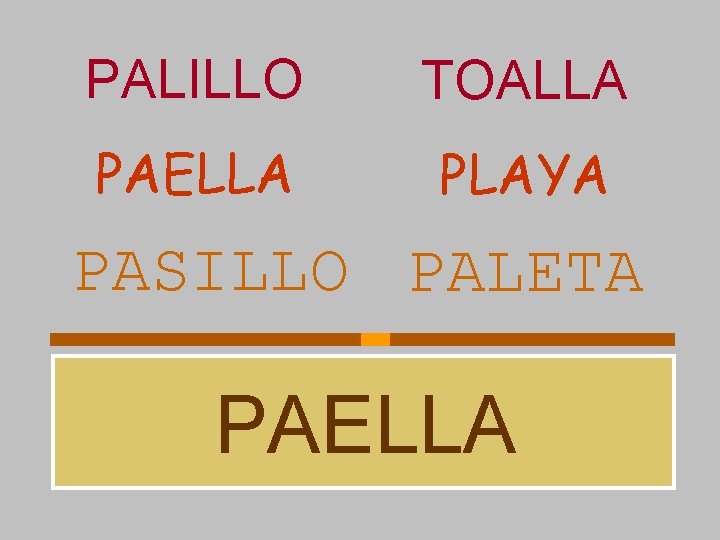 PALILLO TOALLA PAELLA PLAYA PASILLO PALETA PAELLA 