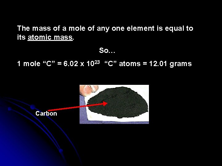 The mass of a mole of any one element is equal to its atomic