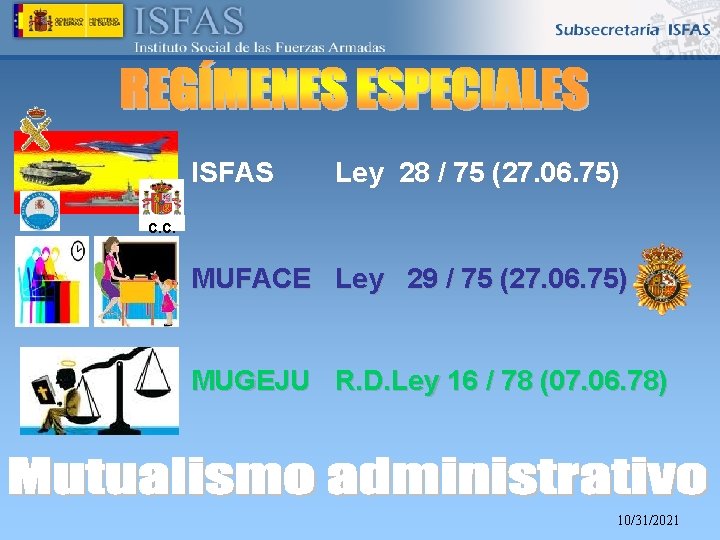 ISFAS Ley 28 / 75 (27. 06. 75) C. C. MUFACE Ley 29 /