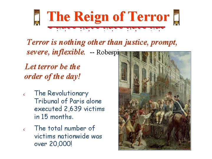 The Reign of Terror is nothing other than justice, prompt, severe, inflexible. -- Robespierre