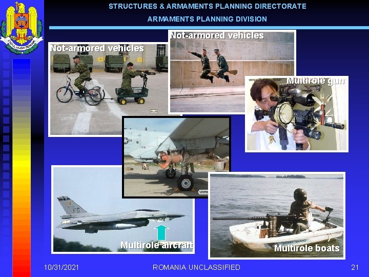 STRUCTURES & ARMAMENTS PLANNING DIRECTORATE ARMAMENTS PLANNING DIVISION Not-armored vehicles Multirole gun Multirole aircraft