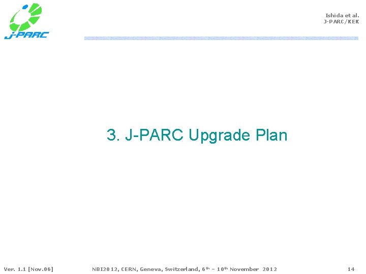 Ishida et al. J-PARC/KEK 3. J-PARC Upgrade Plan Ver. 1. 1 [Nov. 06] NBI