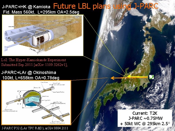 Future LBL plans using J-PARC+HK @ Kamioka Fid. Mass 560 kt, L=295 km OA=2.