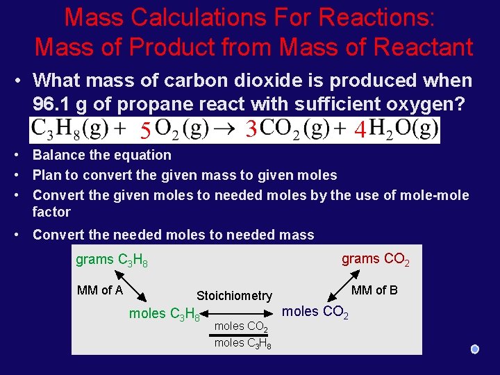 Mass Calculations For Reactions: Mass of Product from Mass of Reactant • What mass