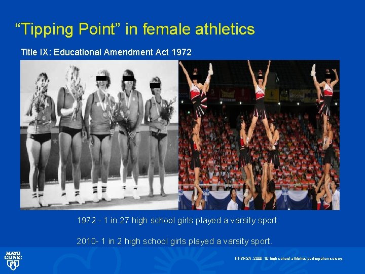 “Tipping Point” in female athletics Title IX: Educational Amendment Act 1972 - 1 in