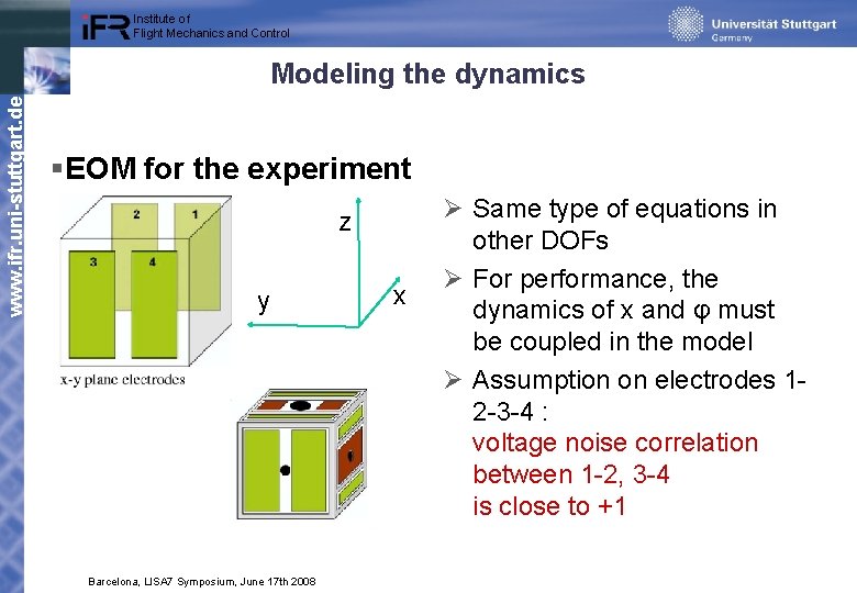 Institute of Flight Mechanics and Control www. ifr. uni-stuttgart. de Modeling the dynamics §EOM