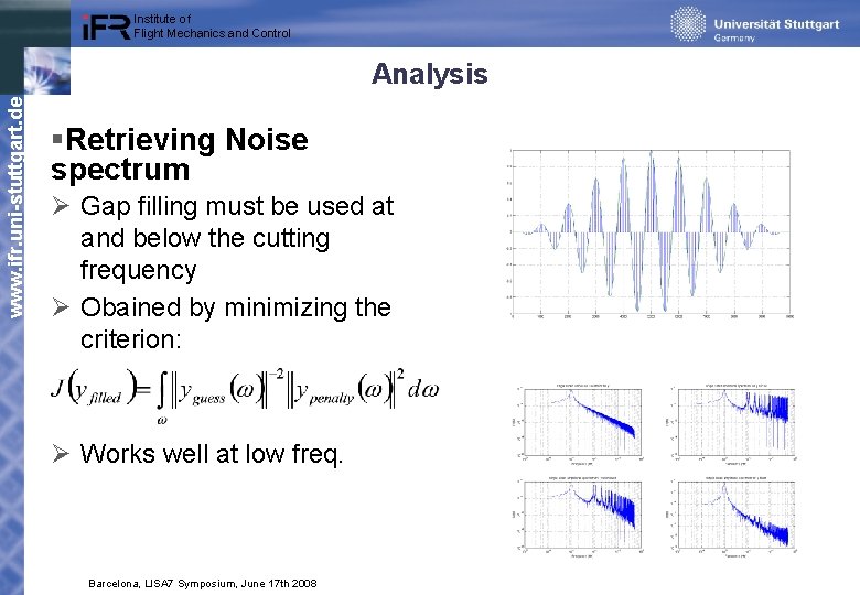 Institute of Flight Mechanics and Control www. ifr. uni-stuttgart. de Analysis §Retrieving Noise spectrum