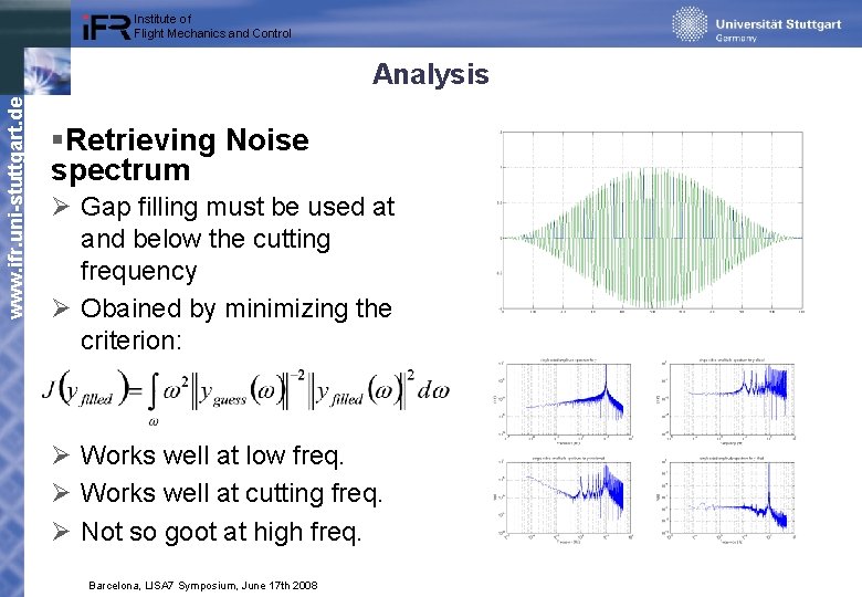 Institute of Flight Mechanics and Control www. ifr. uni-stuttgart. de Analysis §Retrieving Noise spectrum