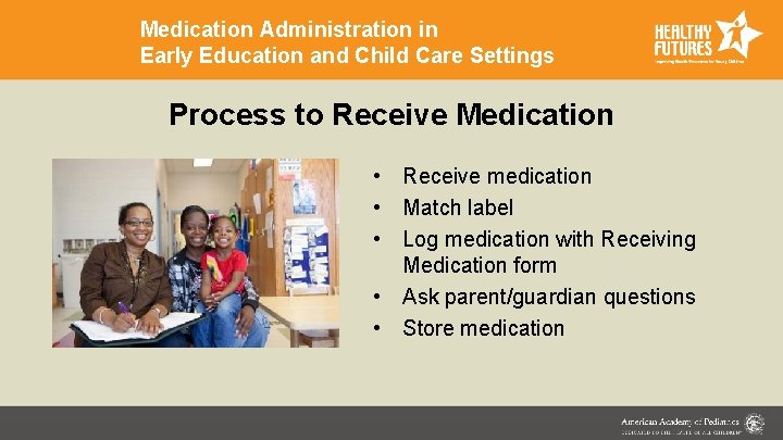 Medication Administration in Early Education and Child Care Settings Process to Receive Medication •