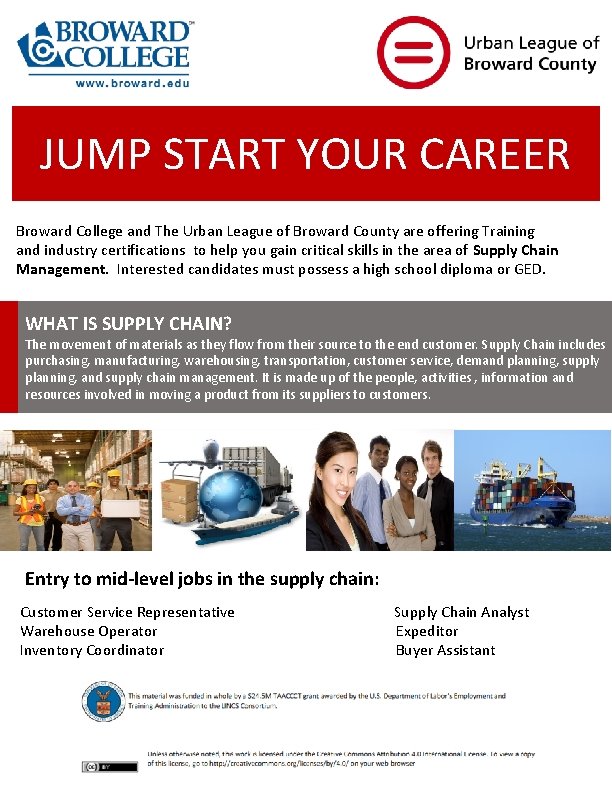 JUMP START YOUR CAREER Broward College and The Urban League of Broward County are