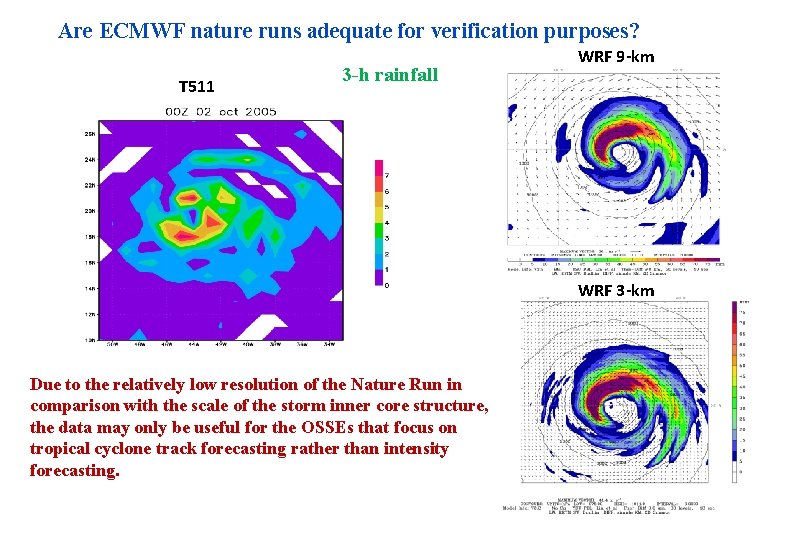 Are ECMWF nature runs adequate for verification purposes? T 511 3 -h rainfall WRF