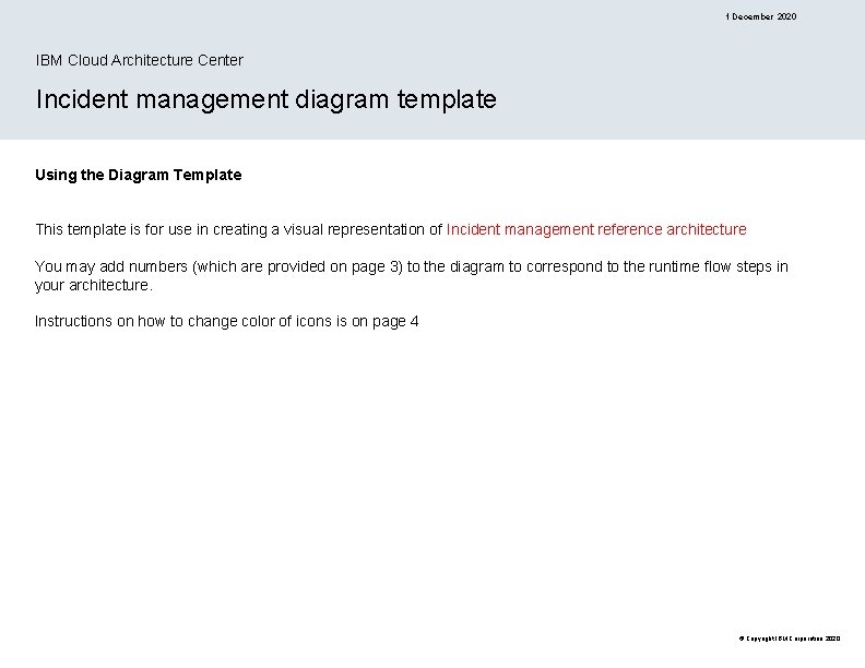 1 December 2020 IBM Cloud Architecture Center Incident management diagram template Using the Diagram