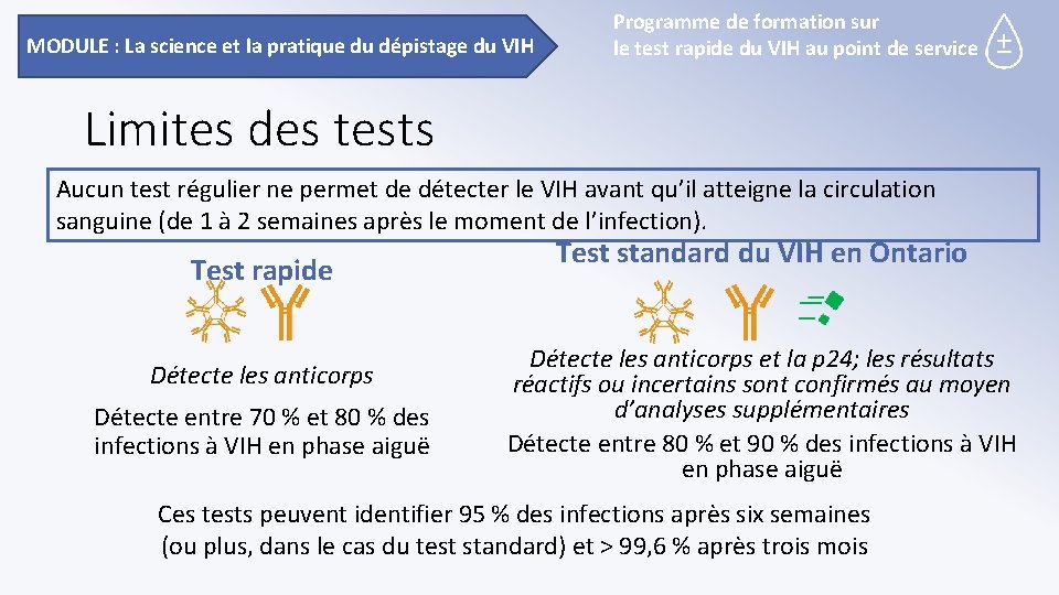 MODULE : La science et la pratique du dépistage du VIH Programme de formation