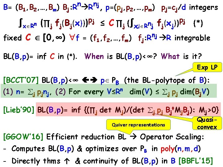 B= (B 1, B 2, …, Bm) Bj: Rn Rnj, p=(pj, p 2, …,