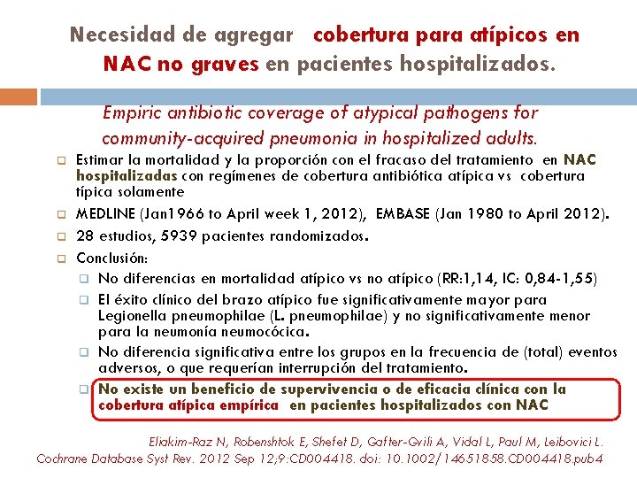 Necesidad de agregar cobertura para atípicos en NAC no graves en pacientes hospitalizados. Empiric