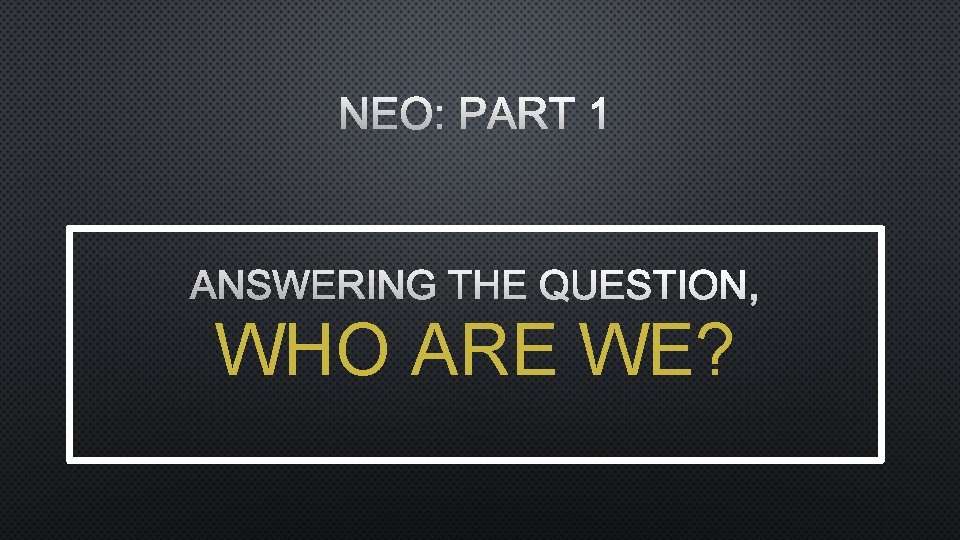 WHO ARE WE? 