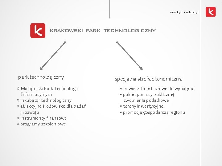 www. kpt. krakow. pl park technologiczny » Małopolski Park Technologii Informacyjnych » inkubator technologiczny