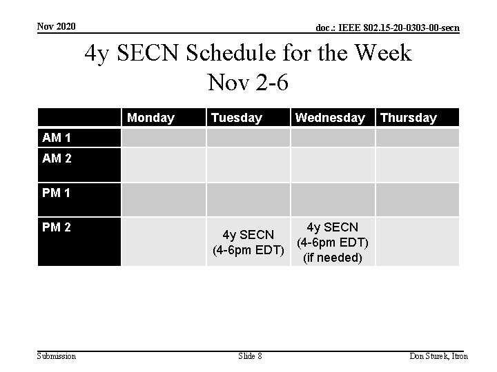 Nov 2020 doc. : IEEE 802. 15 -20 -0303 -00 -secn 4 y SECN