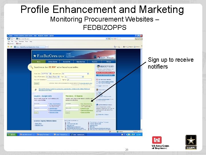 Profile Enhancement and Marketing Monitoring Procurement Websites – FEDBIZOPPS Sign up to receive notifiers