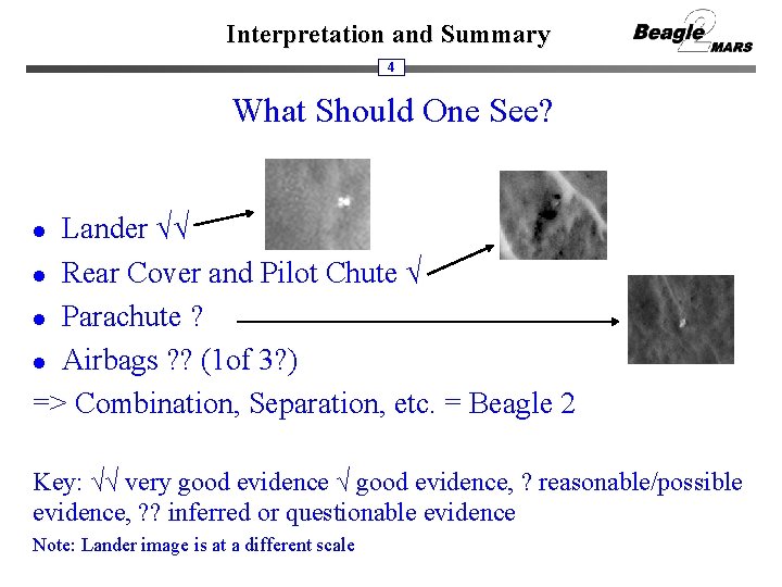 Interpretation and Summary 4 What Should One See? Lander √√ l Rear Cover and