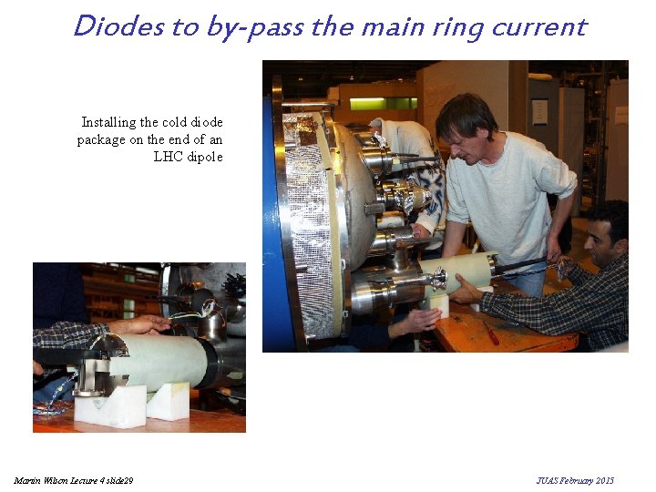 Diodes to by-pass the main ring current Installing the cold diode package on the