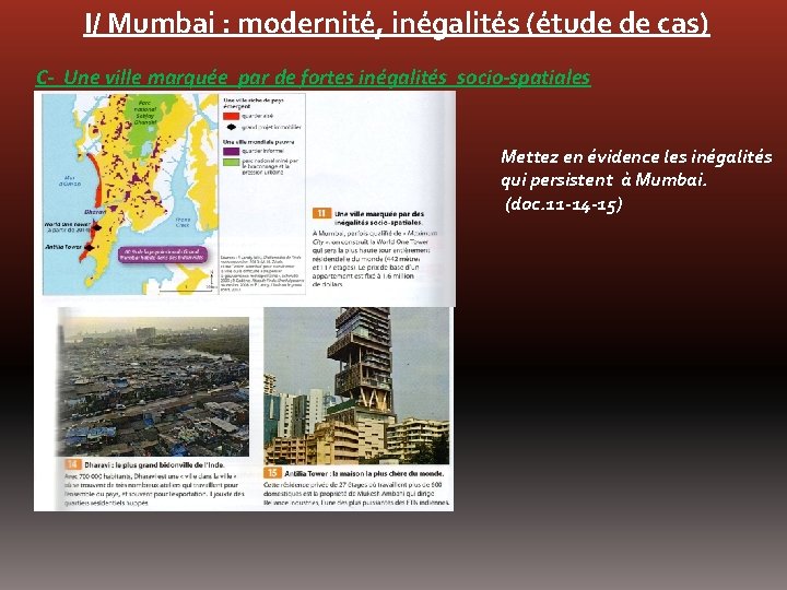 I/ Mumbai : modernité, inégalités (étude de cas) C- Une ville marquée par de