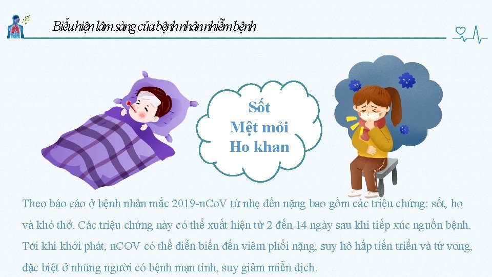 Biểu hiện lâm sàng của bệnh nhân nhiễm bệnh Sốt Mệt mỏi Ho khan