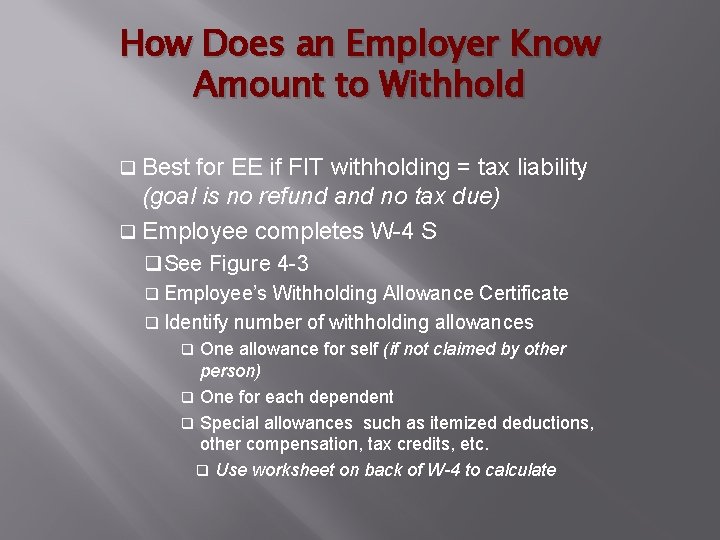 How Does an Employer Know Amount to Withhold q Best for EE if FIT