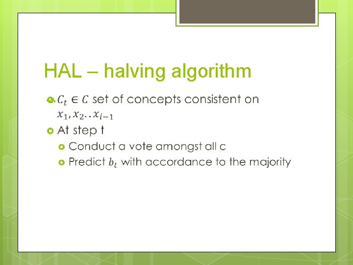 HAL – halving algorithm 