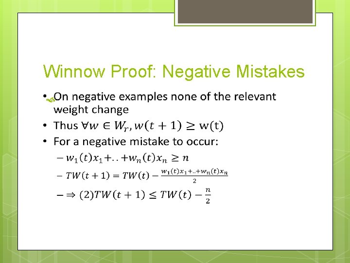 Winnow Proof: Negative Mistakes 