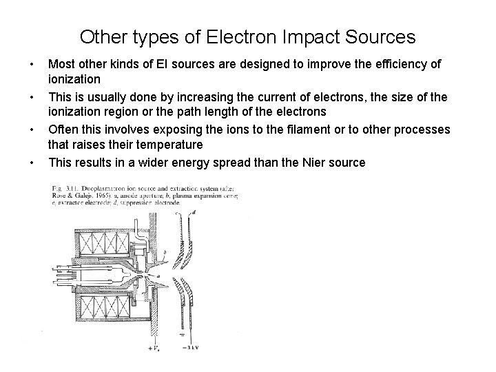 Other types of Electron Impact Sources • • Most other kinds of EI sources