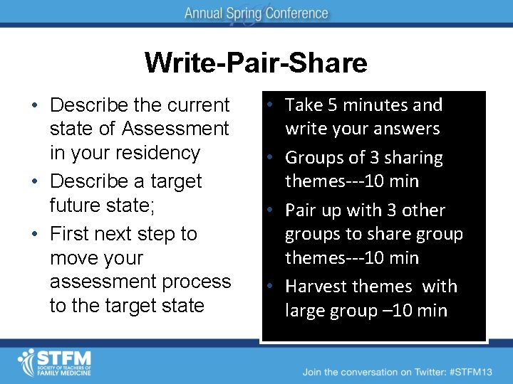 Write-Pair-Share • Describe the current state of Assessment in your residency • Describe a