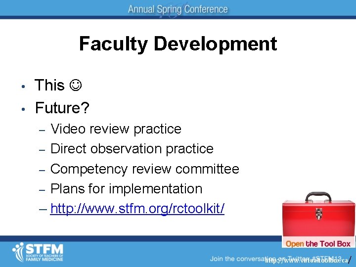 Faculty Development • • This Future? Video review practice – Direct observation practice –