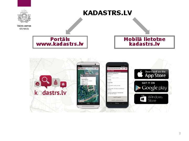 KADASTRS. LV Portāls www. kadastrs. lv Mobilā lietotne kadastrs. lv 2 