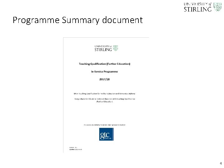 Programme Summary document 4 