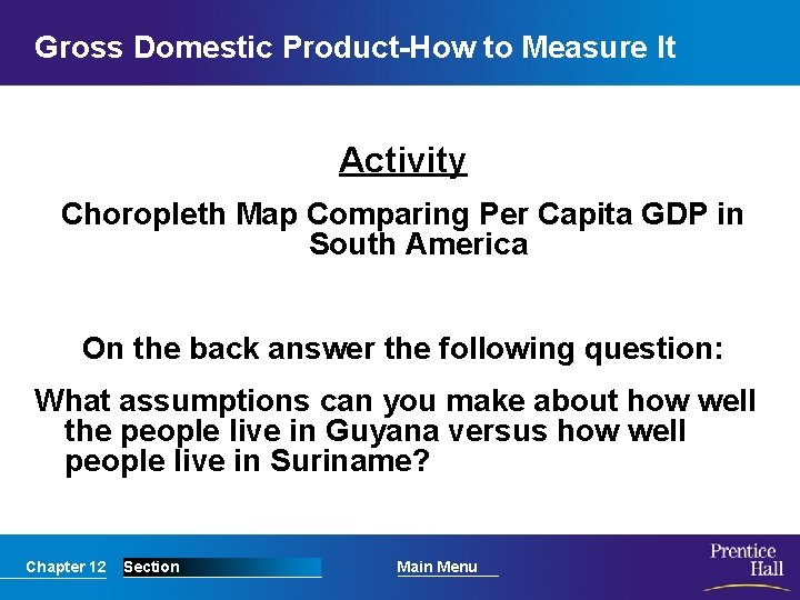 Gross Domestic Product-How to Measure It Activity Choropleth Map Comparing Per Capita GDP in