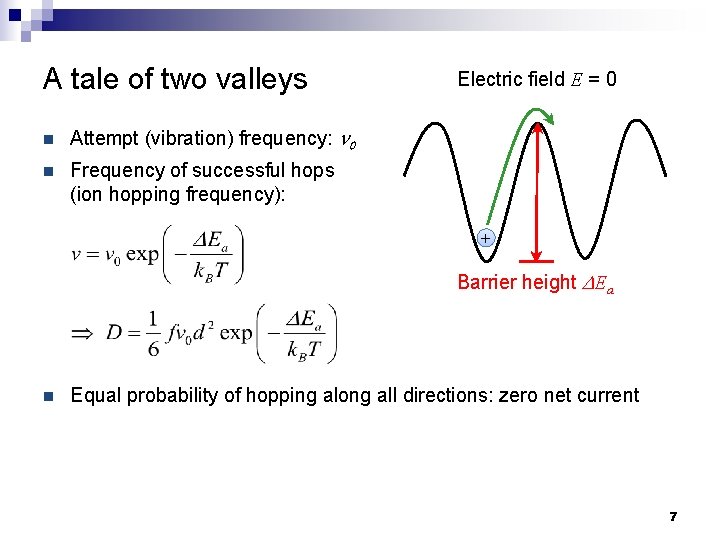 A tale of two valleys n Attempt (vibration) frequency: n 0 n Frequency of