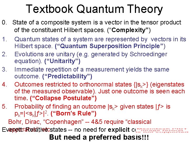 Textbook Quantum Theory 0. State of a composite system is a vector in the Textbook Quantum Theory 0. State of a composite system is a vector in the