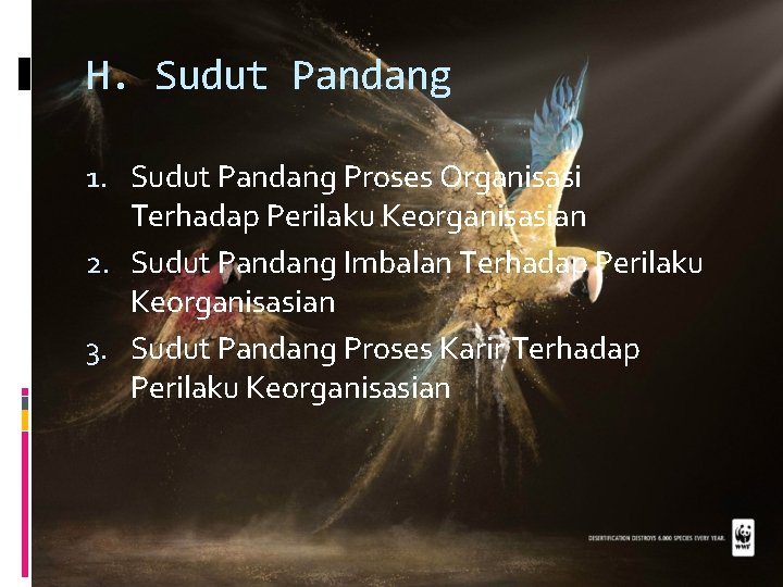 H. Sudut Pandang 1. Sudut Pandang Proses Organisasi Terhadap Perilaku Keorganisasian 2. Sudut Pandang